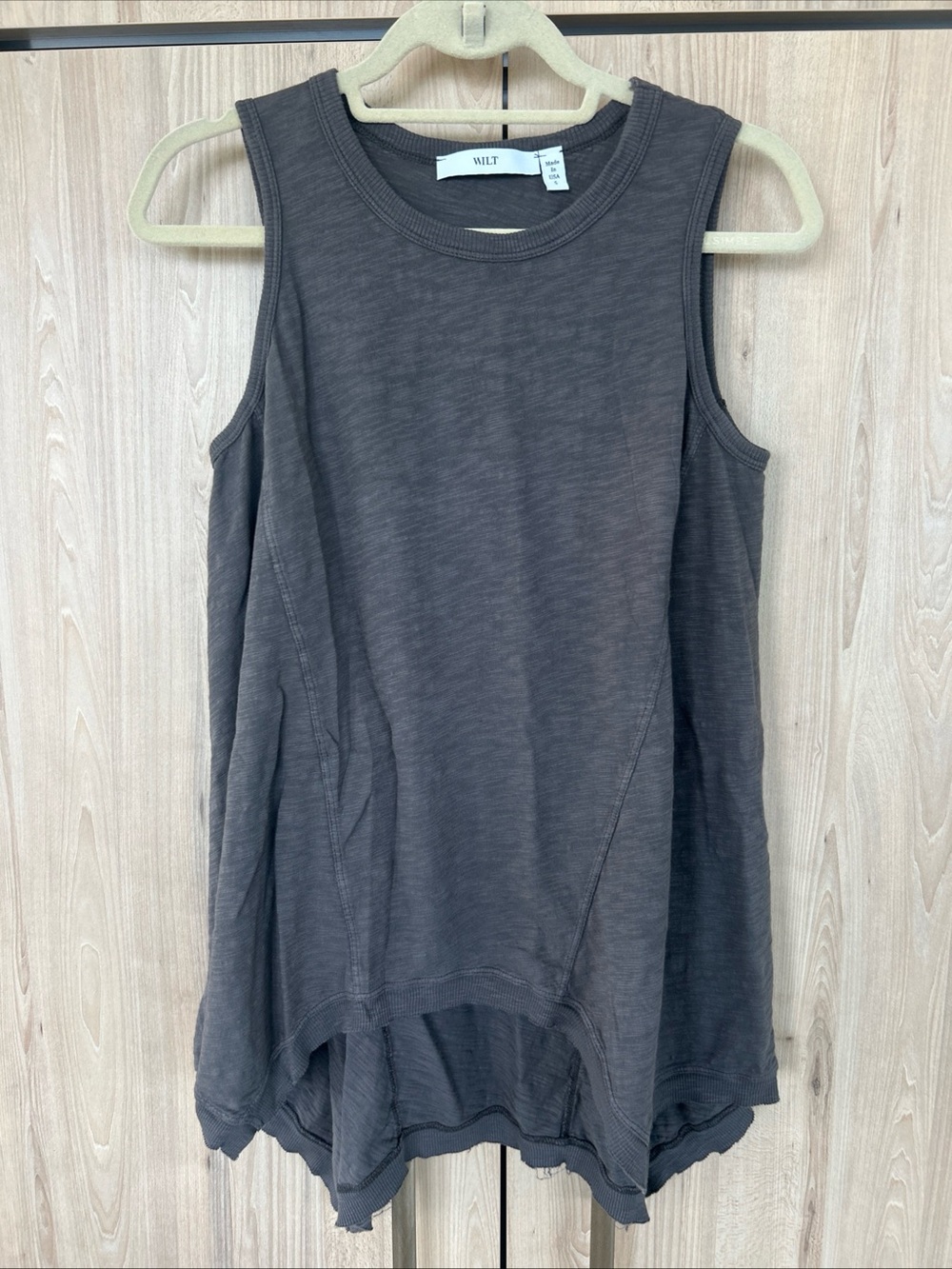 Wilt Brown Sleeveless Tank Top Asymmetrical Hem Cotton Women’s Small Casual